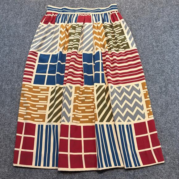 Liz Claiborne Dresses & Skirts - Vtg Liz Claiborne Patchwork Midi Skirt Womens Size 10 Plaid Geometric Print